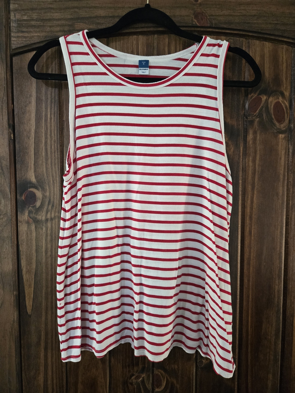 Old Navy White Tank Top with Red Stripes